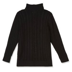 Amazon Essentials Women's Black Cable-Knit Turtleneck Fisherman’s Sweater Size L